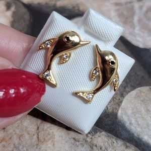 Gold plated Dolphin Stud Earrings